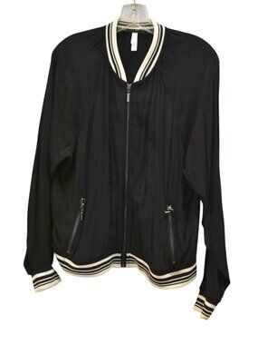 Women's Xhilaration Rayon Black Bomber Full Zip Jacket Size XL